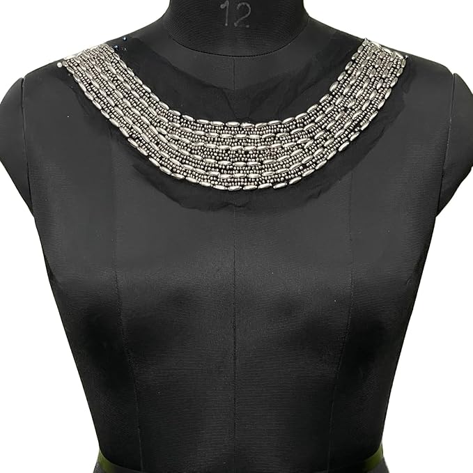 Elegant Beaded Style Round Neckline