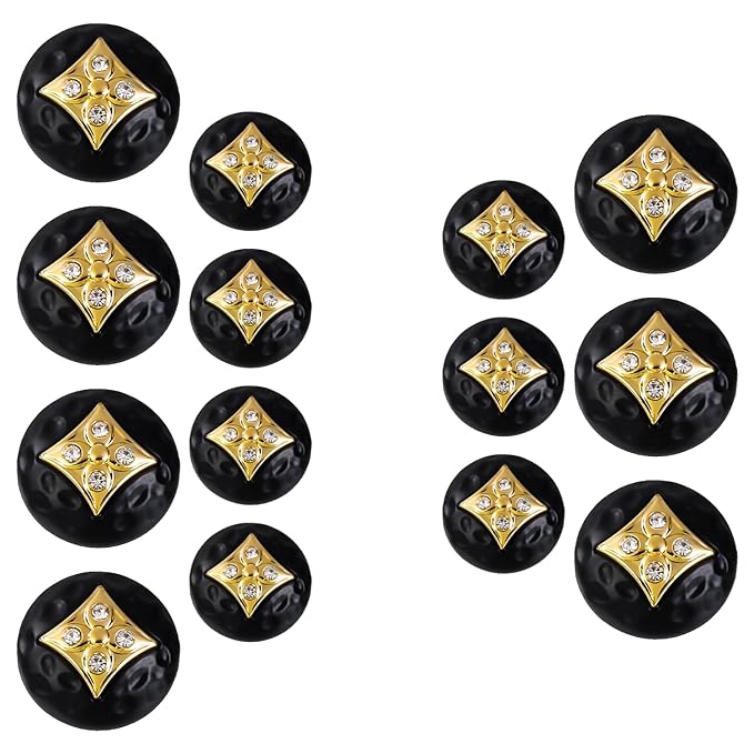 Square Diamond-Studded Metal Buttons