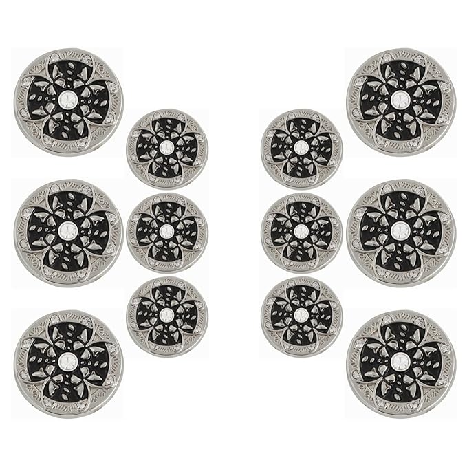 Golden Floral Metal Buttons with White Centers