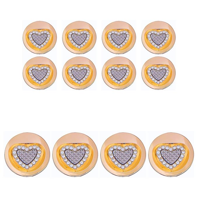 Gold Metal Buttons Heart Centers