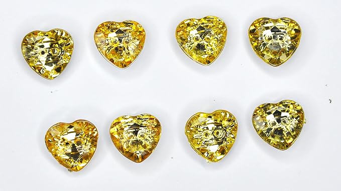 Intricate Diamante Sparkly Heart-Shaped 2-Hole Acrylic Buttons