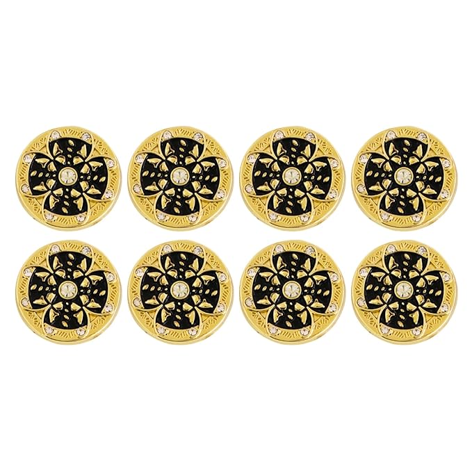 Golden Floral Metal Buttons with White Centers