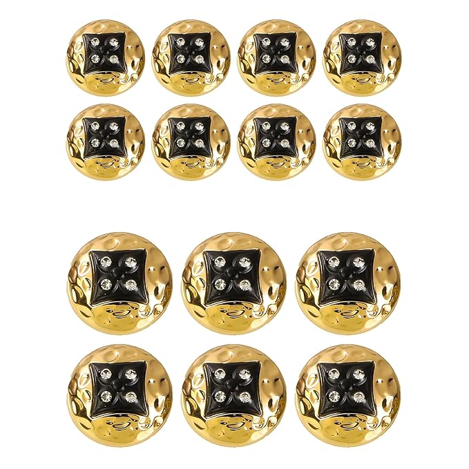 Square Diamond-Studded Metal Buttons