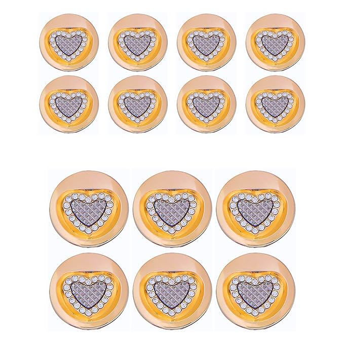 Gold Metal Buttons Heart Centers