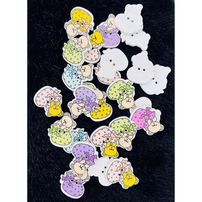 Teddy Wooden Buttons(Set of 6 buttons)