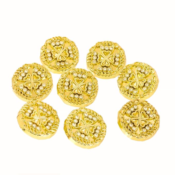 Gold Diamond Buttons with Clover Design