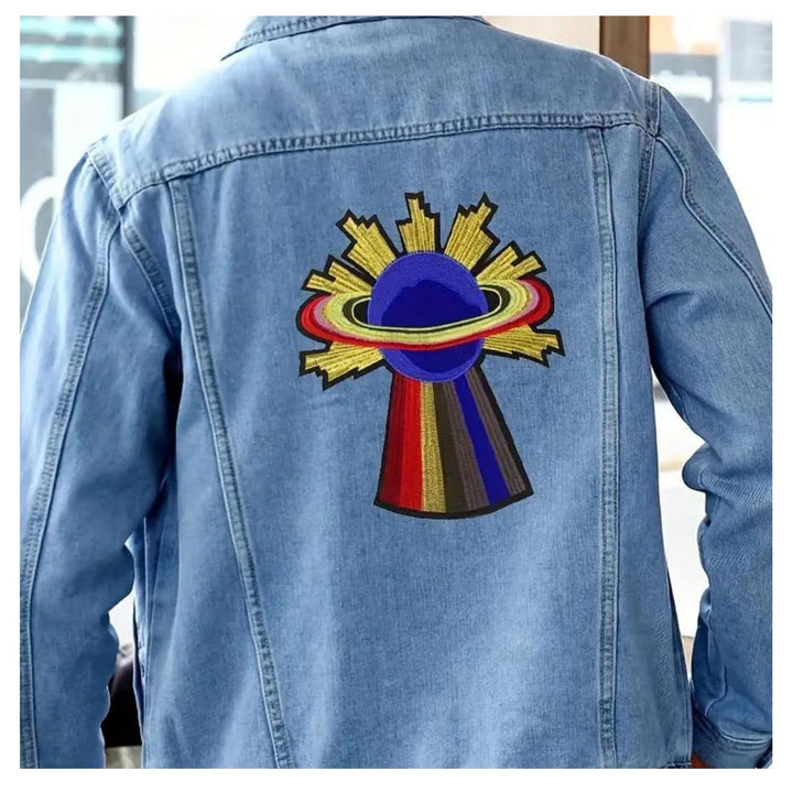 Rainbow UFO Planet Spaceship Heat-Transfer & Sew On Applique Patch