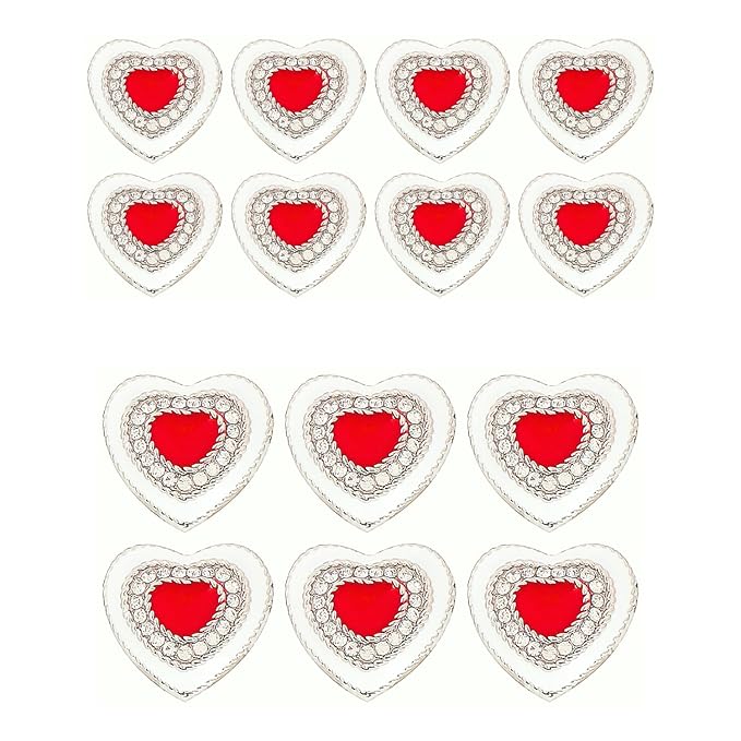 Red Heart Buttons with Silver Accents