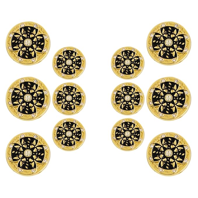 Golden Floral Metal Buttons with White Centers