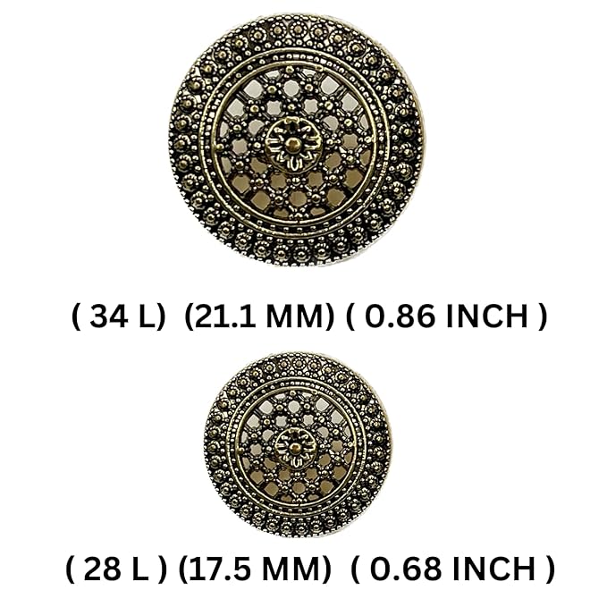 Raised Diamond Pattern Metal Buttons(8 Big + 8 Small)