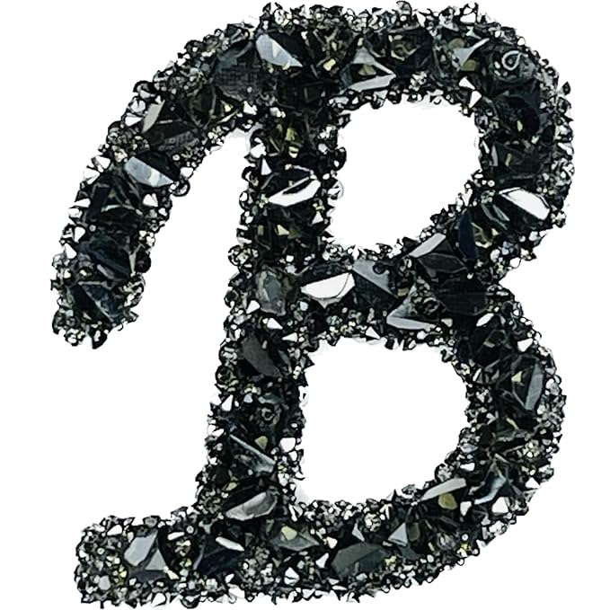 Letter J Black Sparkling Rhinestone Patch