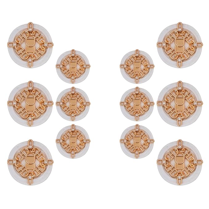 Ornate Floral and Diamond Metal Buttons