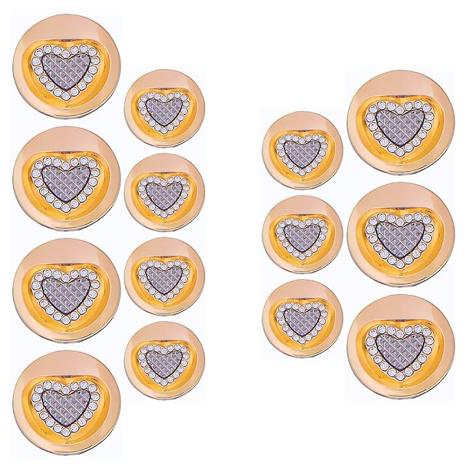 Gold Metal Buttons Heart Centers