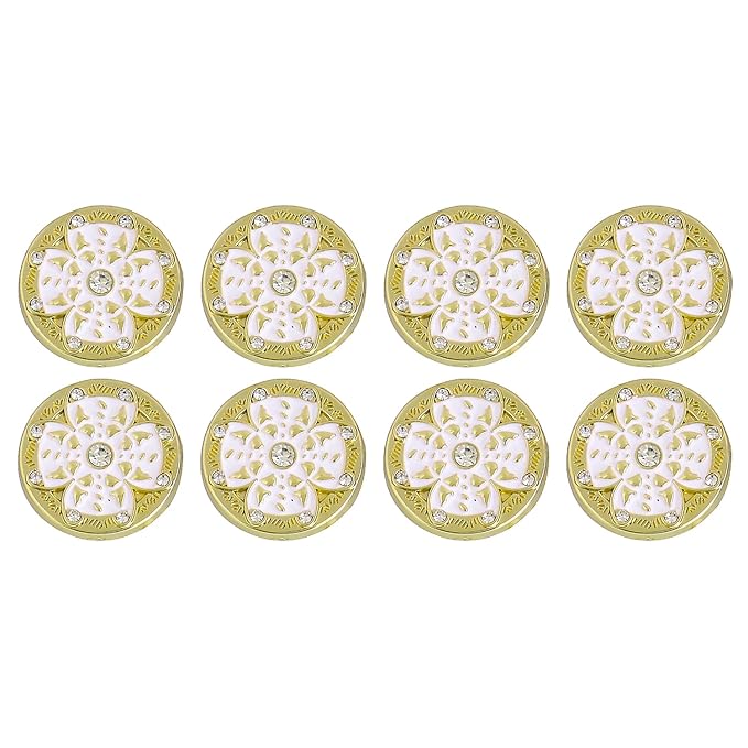 Black Flora White Centers Metal Buttons