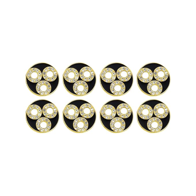 Circular Metal Buttons with Diamond Accents