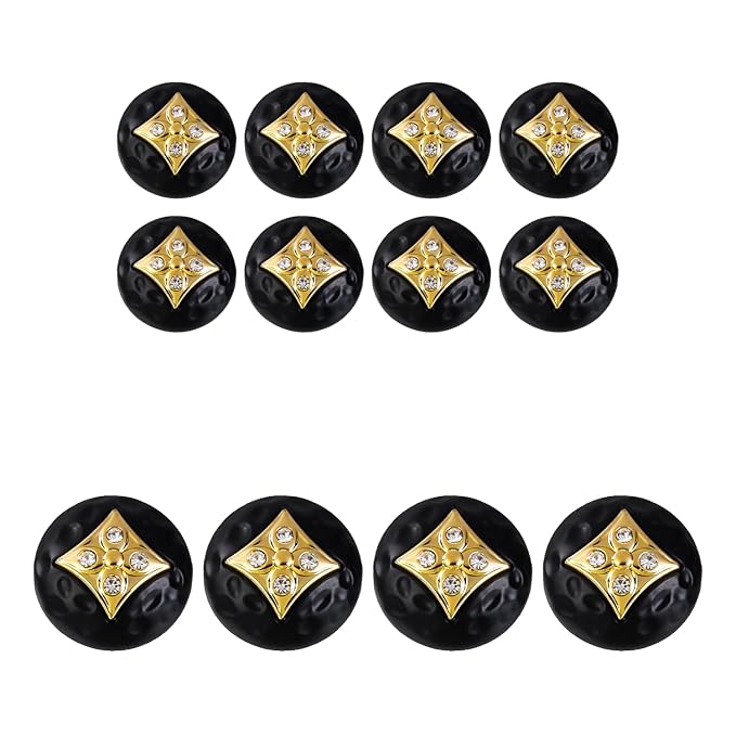 Square Diamond-Studded Metal Buttons