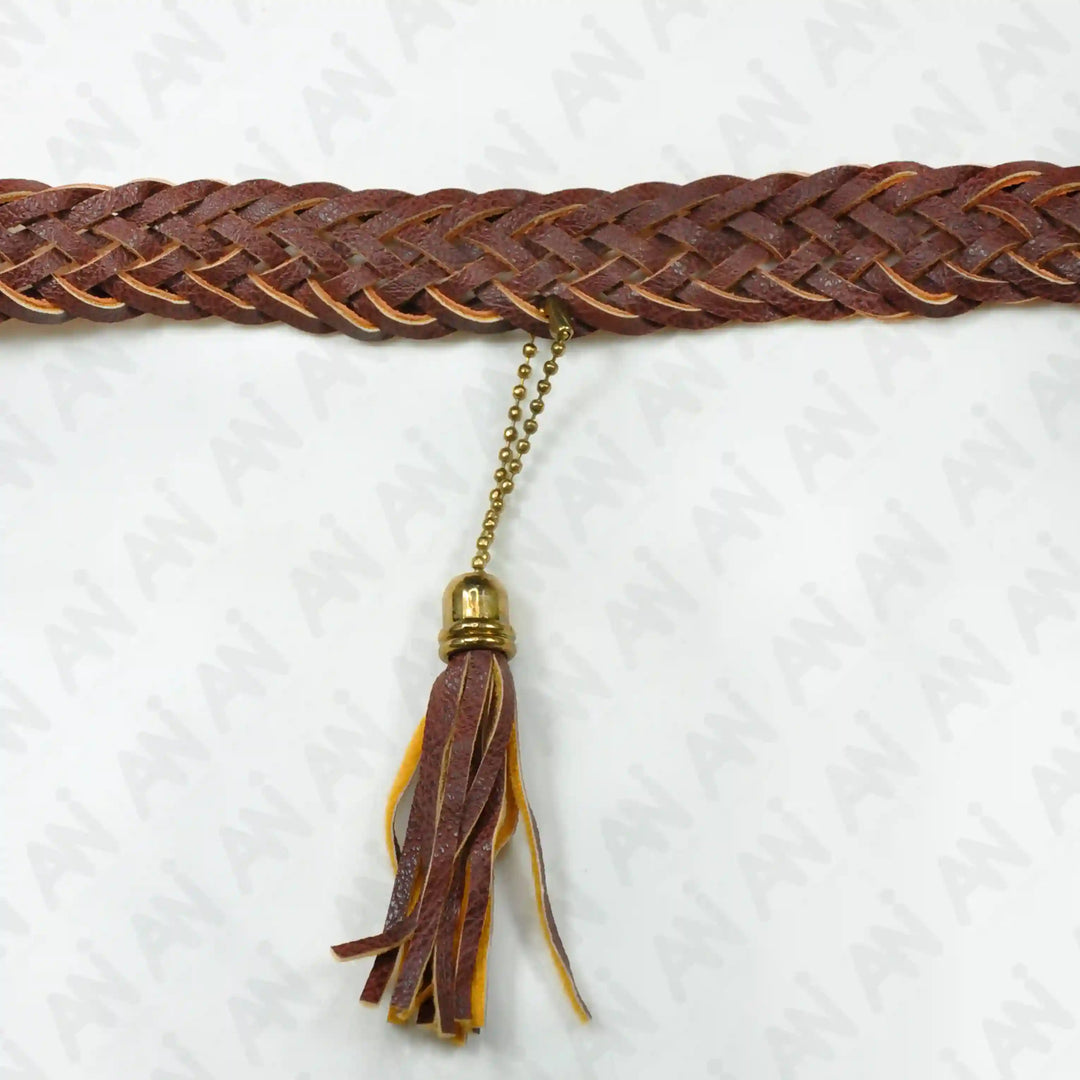 Tan Perforated Suede Dress Belt