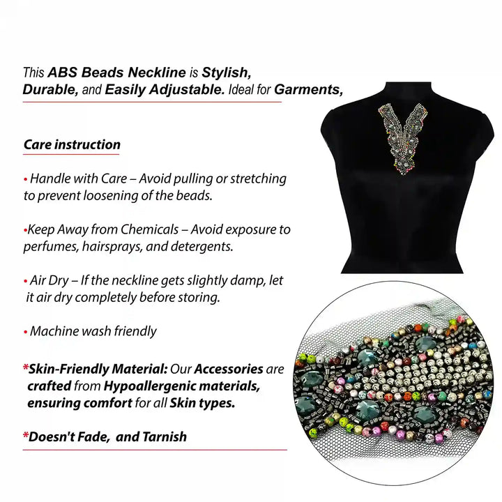 Multicolor Beaded V Neckline