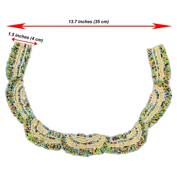 Multi-Colored Beaded Scoop Neckline Patch