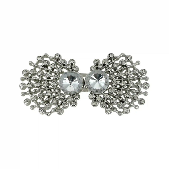Ornate Lattice Bow Diamond Rhinestone Frog Closure Buttons
