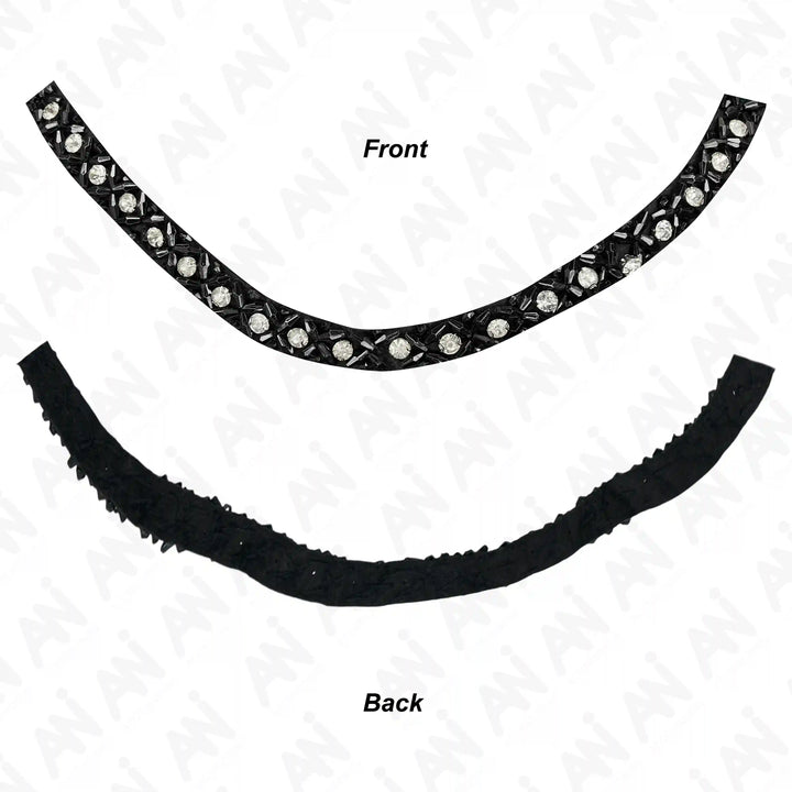 Black and Crystal Boat Neckline