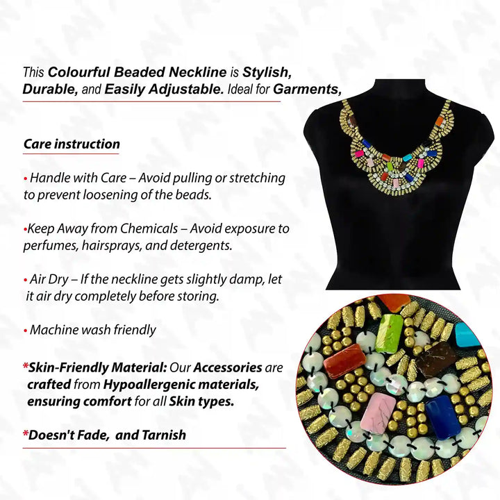 Colorful Beaded U Shaped Scoop Neckline
