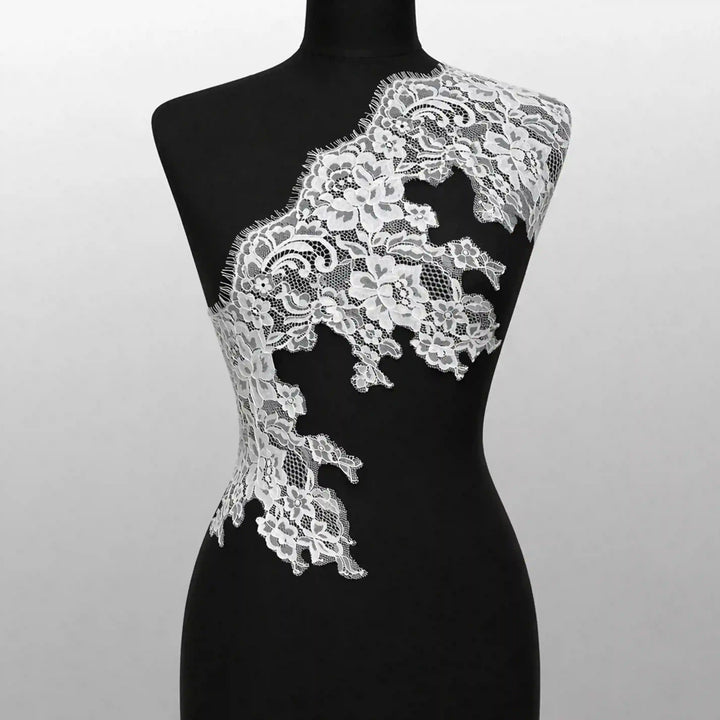 Asymmetrical Floral Chantilly Lace Bodice