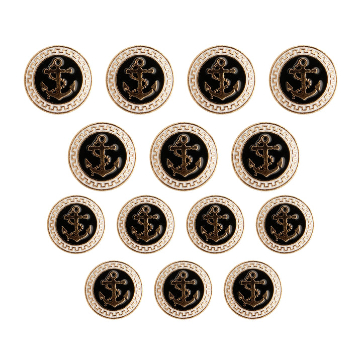 Gold and Black Anchor Metal Button (7 Big + 7 Small)