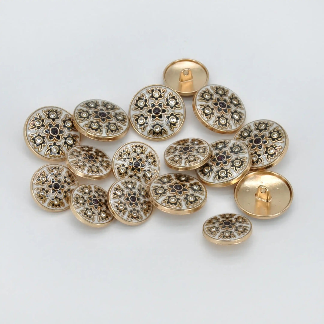Heritage Floral Pattern Metal Buttons | 22mm(35L) & 18mm(28L)