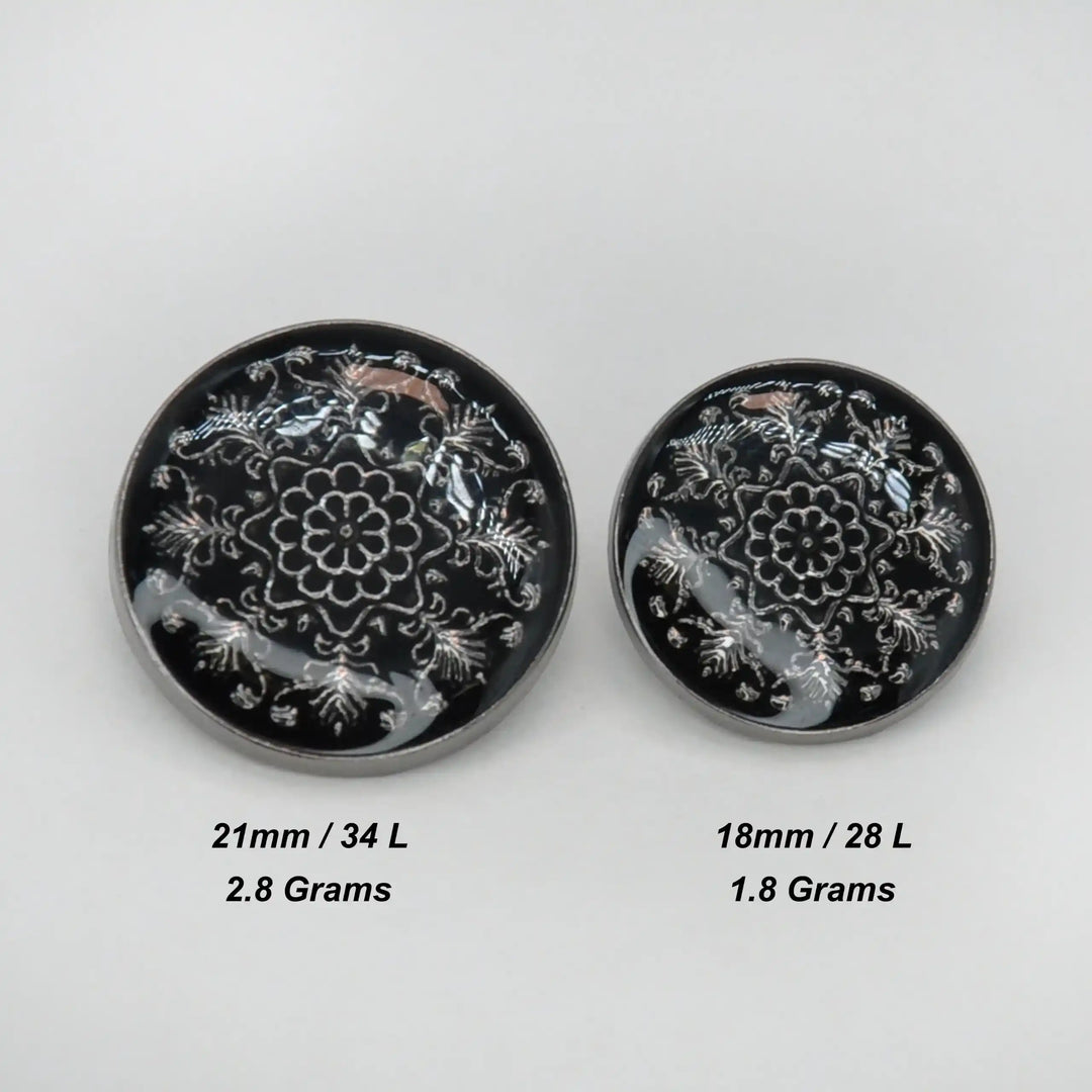 Royal Floral Metal Button | 21mm(34L) & 18mm(28L)
