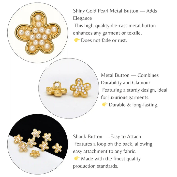 Floral Pearl Metal Buttons