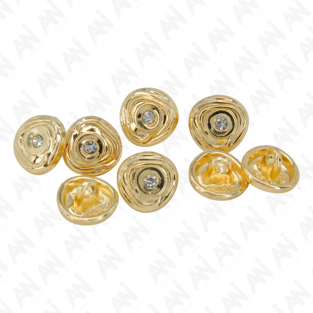 Concentric Wave Rhinestone 10mm Shirt Button