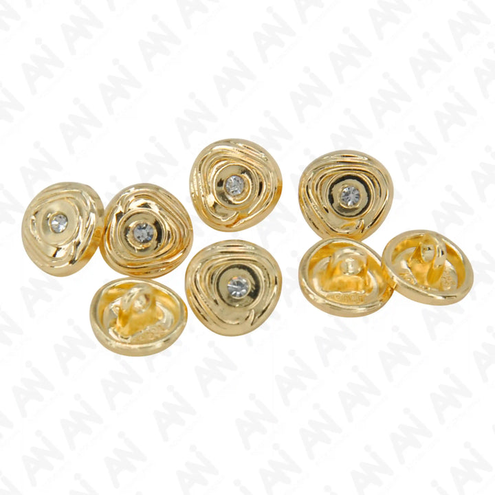 Concentric Wave Rhinestone 10mm Shirt Button