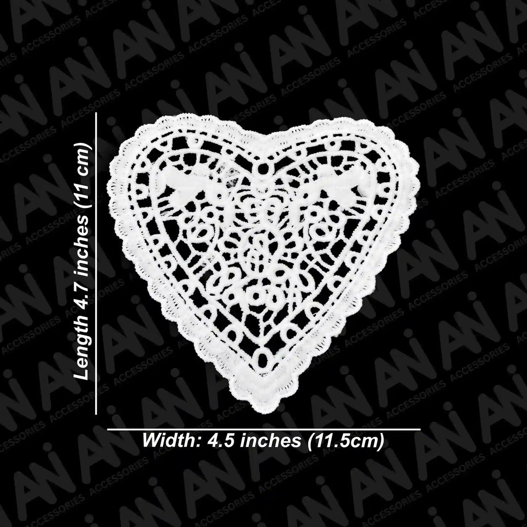 Cut Work Heart Shape Spun Poly Patch