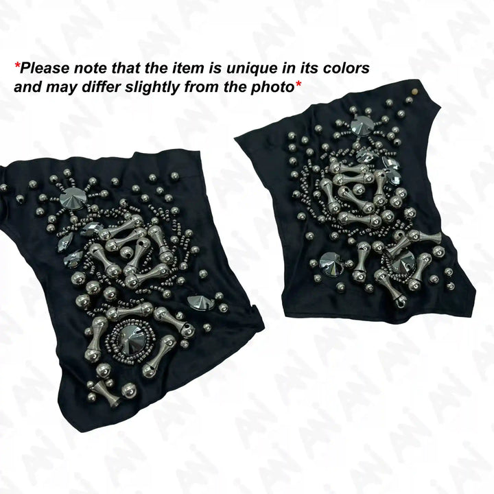 Beads Black Shoulder Patch 1 Pair