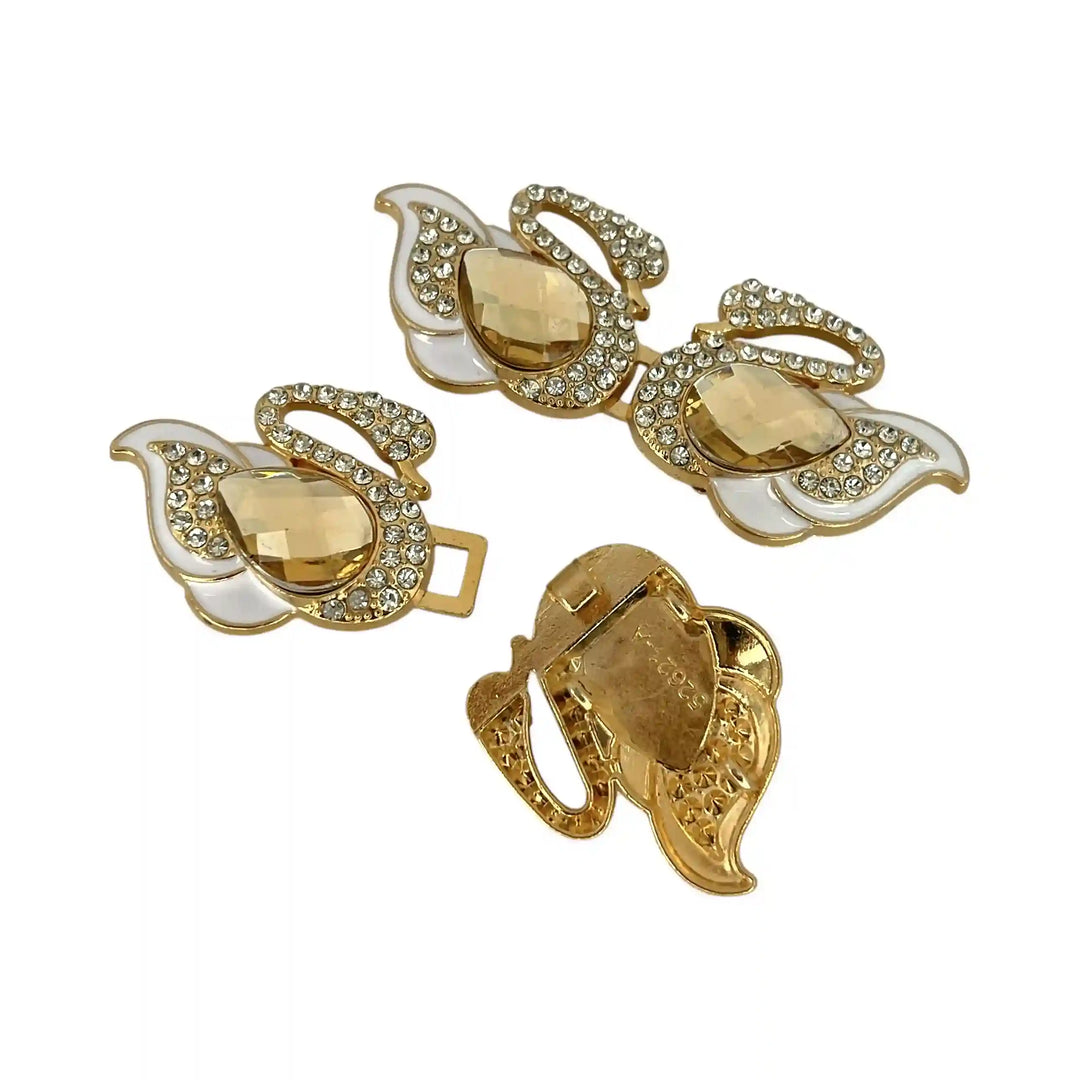 Jeweled Majesty Swan Metal Frog Closure Buttons