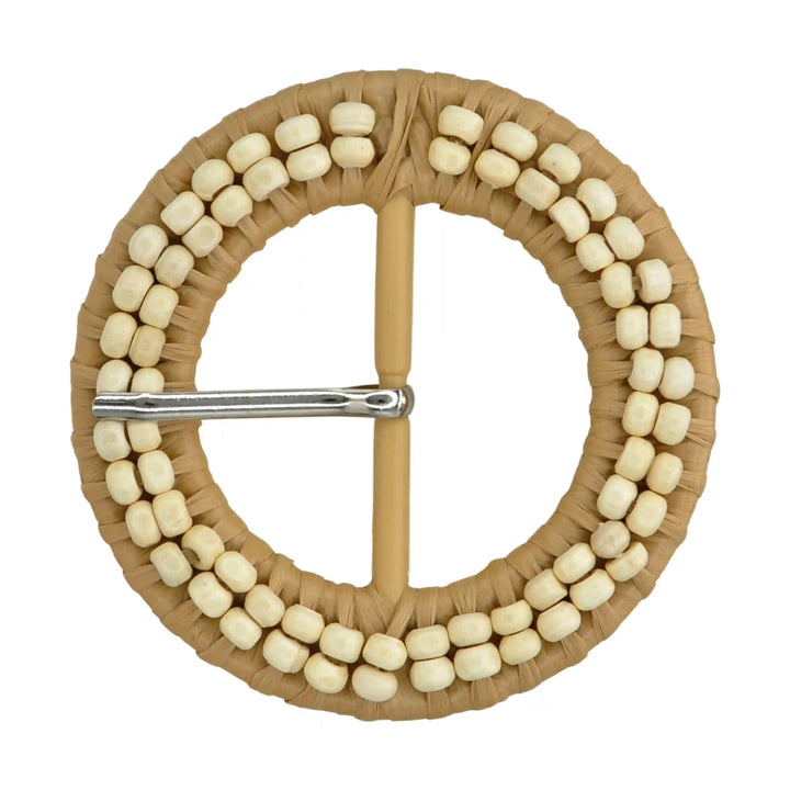 Cognac Beaded Raffia Buckle