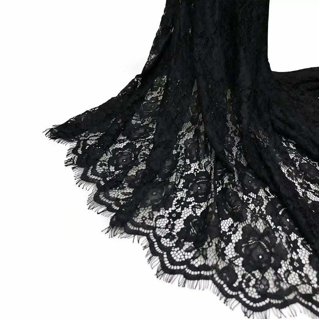 Midnight Black Rose Corded Fabric | 60 inches