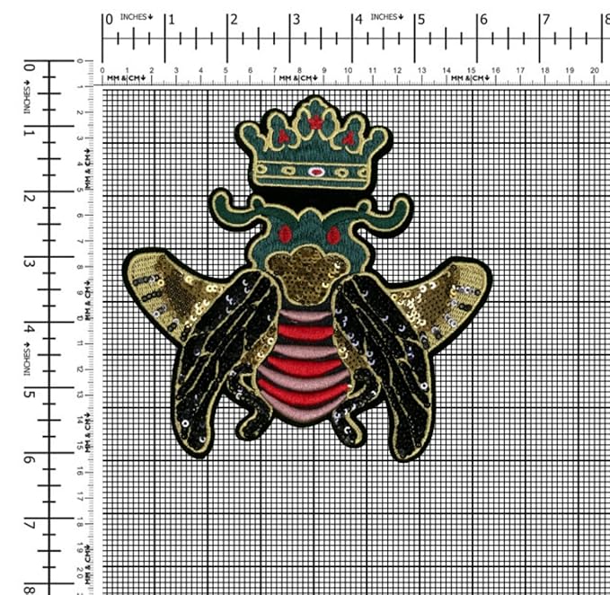 Bee With Crown Sew Patch Set