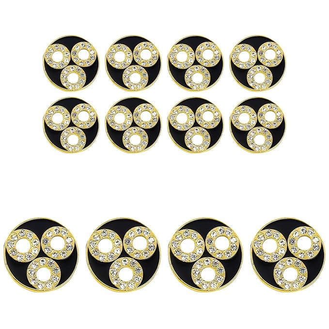 Circular Metal Buttons with Diamond Accents