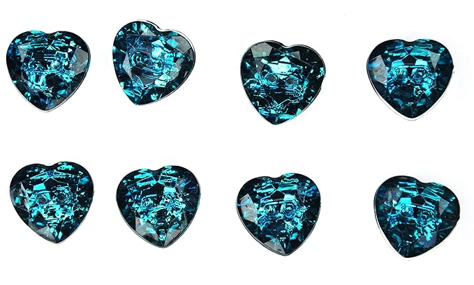 Radiant Blue Heart-Shaped Acrylic Buttons(Pack of 8 Buttons)