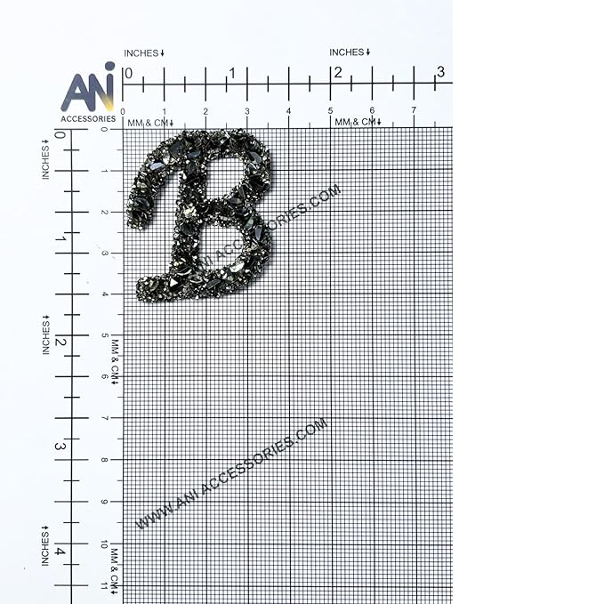 Letter B Black Sparkling Rhinestone Patch