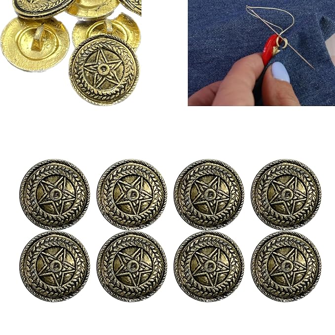 Center Star Design Antique Metal Buttons