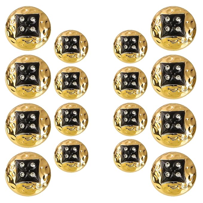 Square Diamond-Studded Metal Buttons