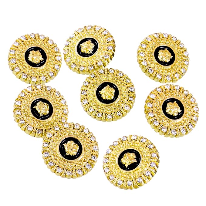 Diamond-Encrusted Lion Metal Buttons