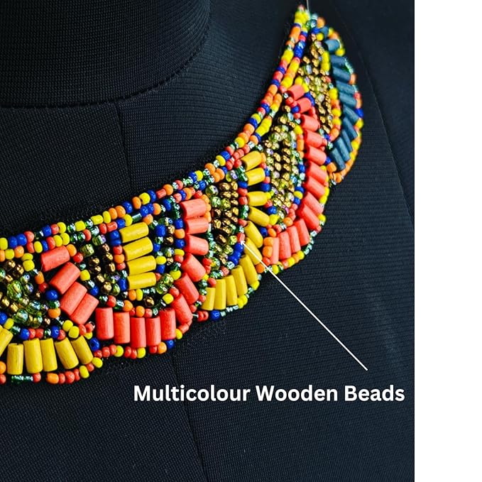 Multicolor Wooden Beads Neckline