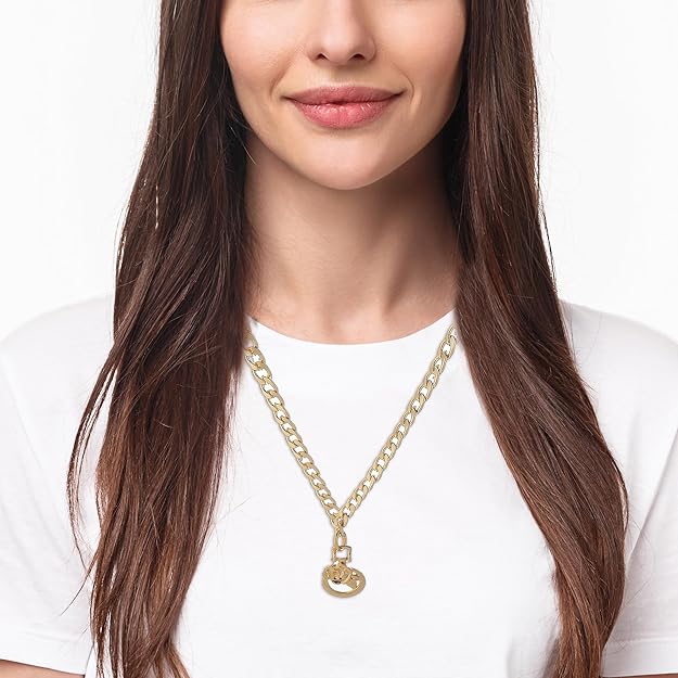 Gold Chain Necklace with Rose Pendant