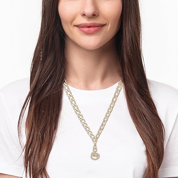 Gold Chain Necklace with Rose Pendant