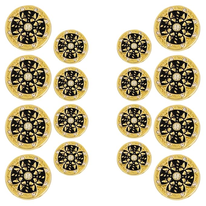 Golden Floral Metal Buttons with White Centers