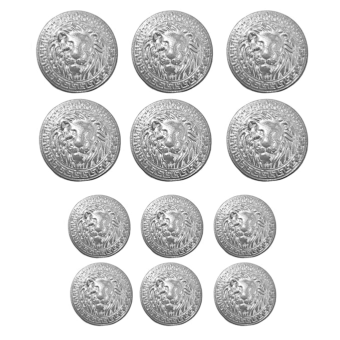 Shimmering Shiny Lion Metal Buttons(6 Big + 6 Small)